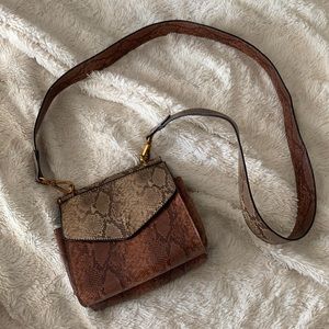 Anthro Snake-Printed Structured Crossbody Bag